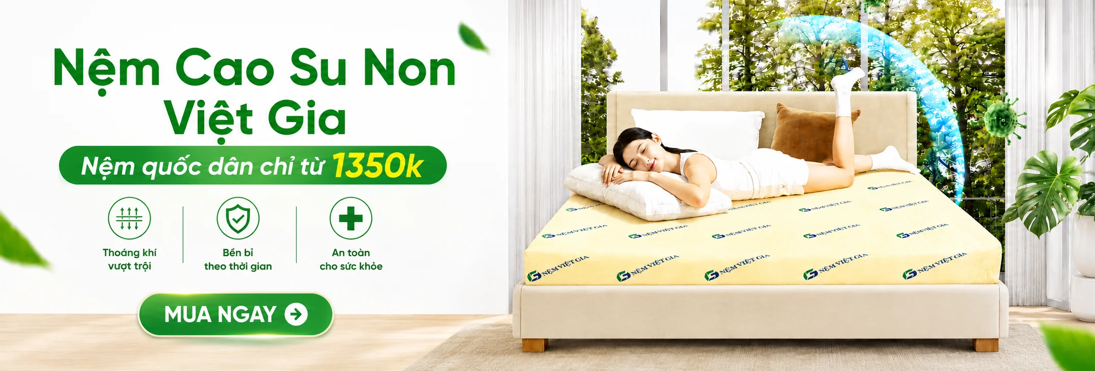 Nệm cao su non Việt Gia chính hãng, êm ái, giá tốt