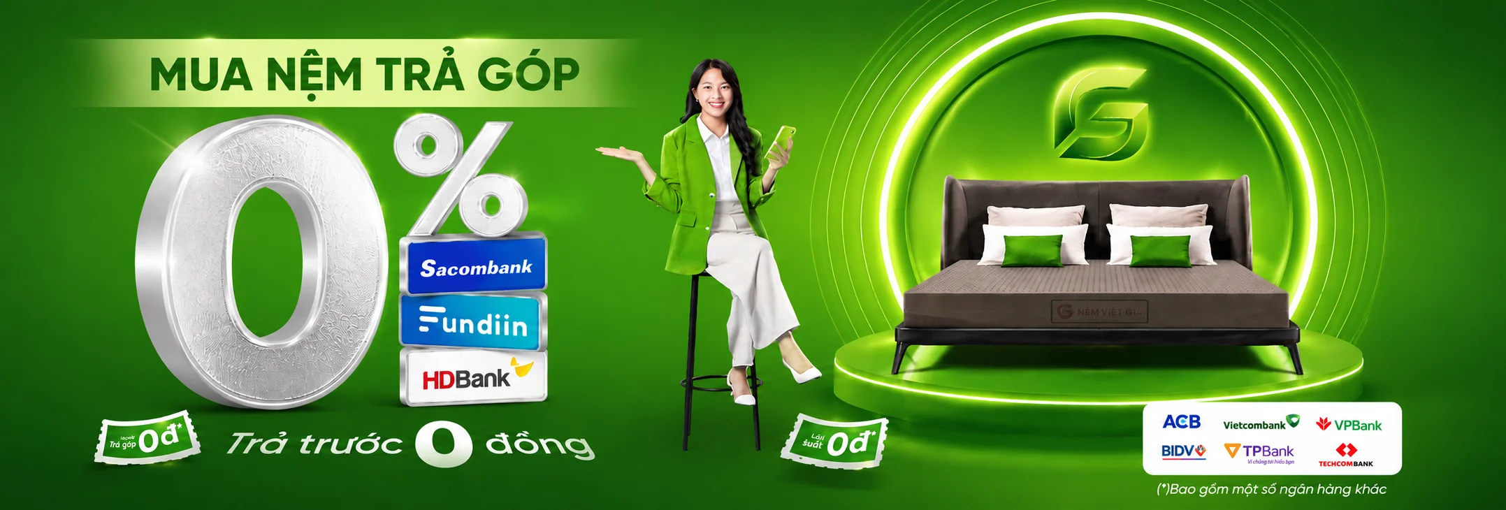 Mua nệm Việt Gia trả góp 0%, giá tốt, giao hàng toàn quốc