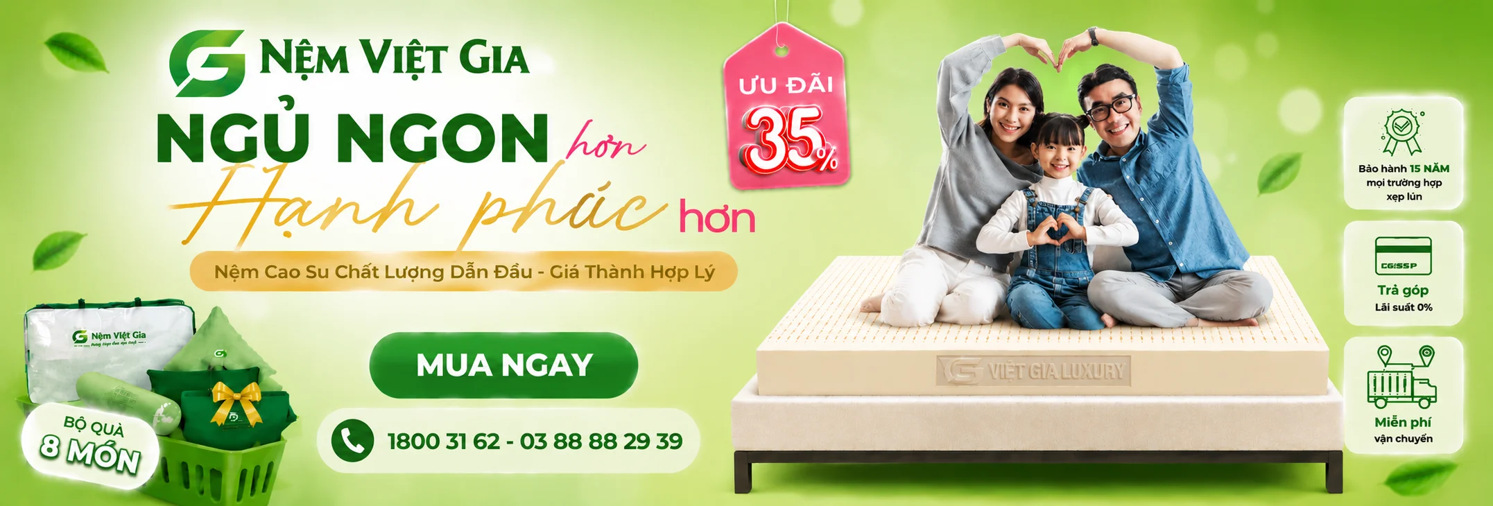 Nệm cao su foam Việt Gia chất lượng cao, thoáng khí, ngủ ngon